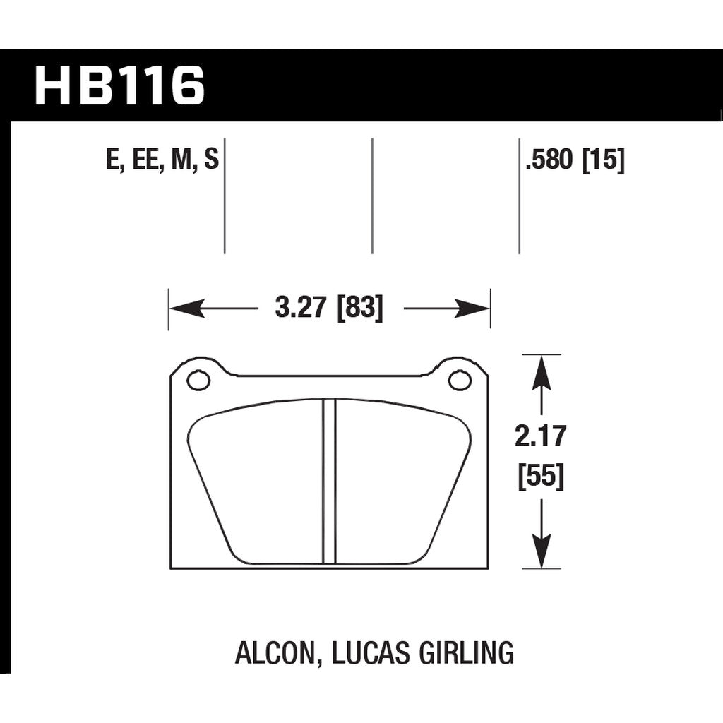 HAWK HB116E.580 Brake Pads Blue 9012 (15 mm) Photo-2 