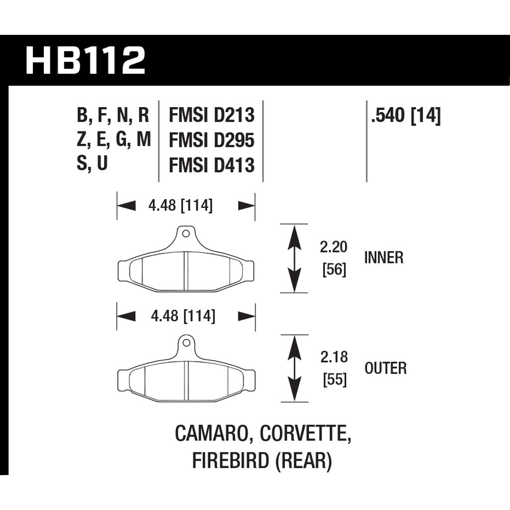 HAWK HB112U.540 Brake Pads DTC-70 (14 mm) Photo-2 