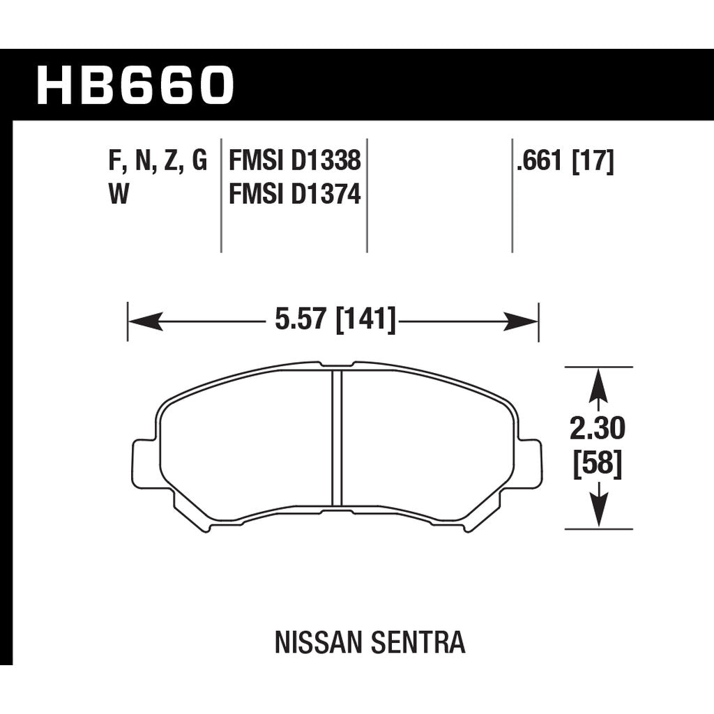 HAWK HB660F.661 Brake Pads HPS Front NISSAN Juke Nismo RS 2014-2017 Photo-2 