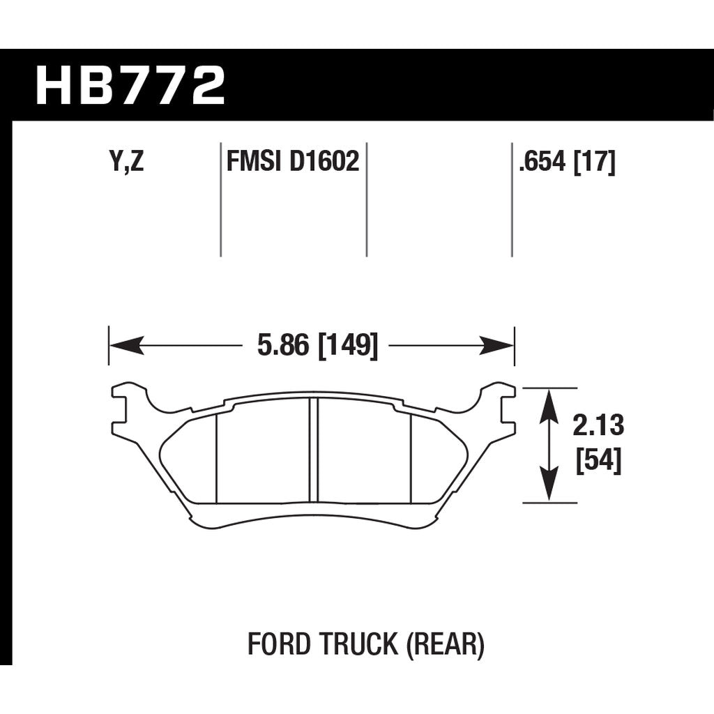 HAWK HB772Z.654 Brake Pads Perf. Ceramic Rear FORD F-150 2012-2016 Photo-2 