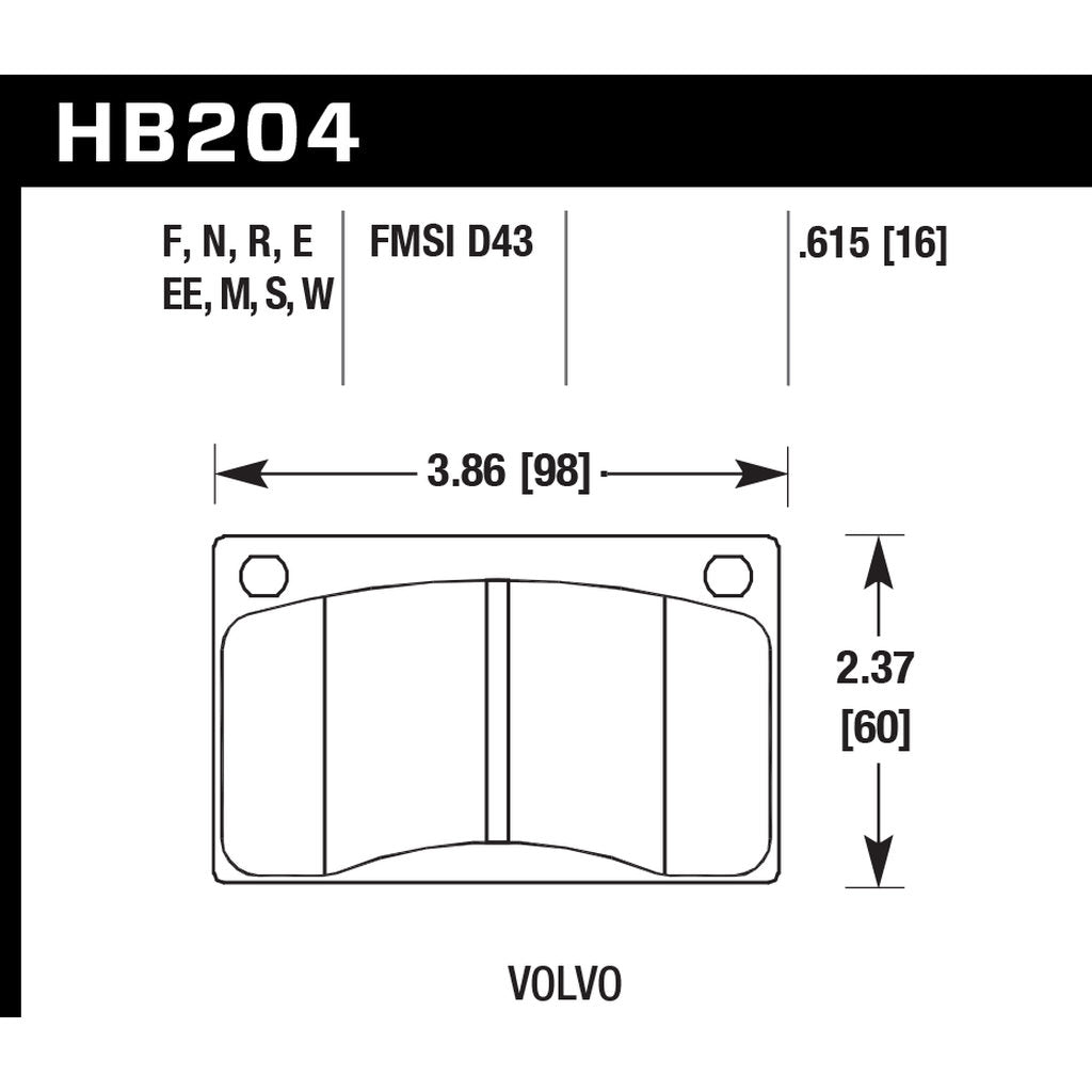 HAWK HB204S.615 Brake Pads HT-10 (16 mm) Photo-2 