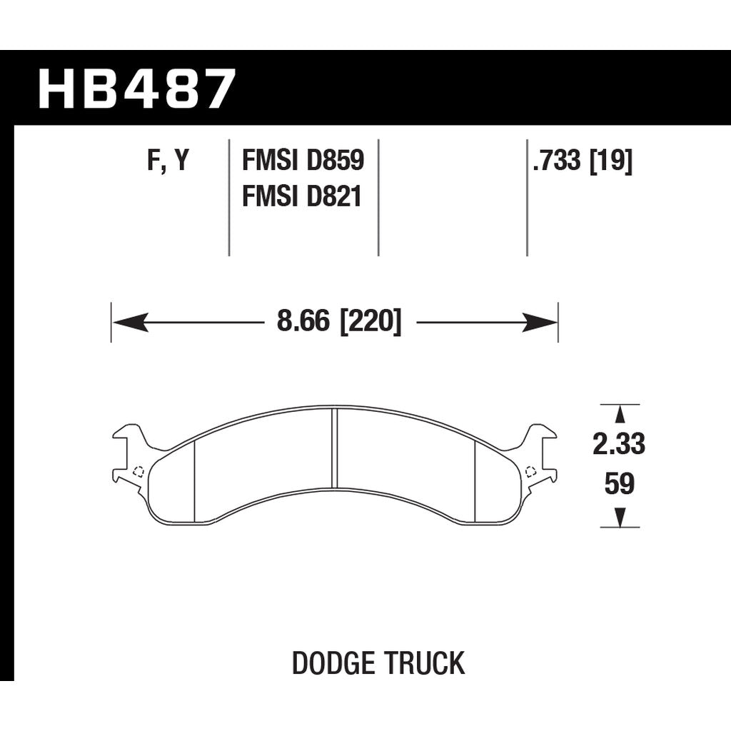 HAWK HB487Y.733 Brake Pads LTS Front DODGE Ram 3500 2002+ Photo-2 