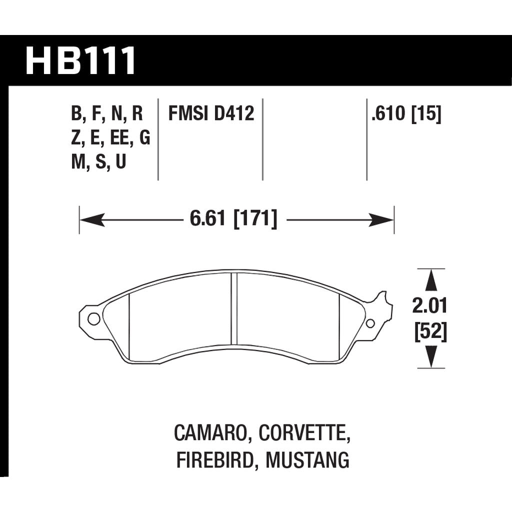 HAWK HB111G.610 Brake Pads DTC-60 (16 mm) Front FORD Mustang SVT Cobra 2005 Photo-2 