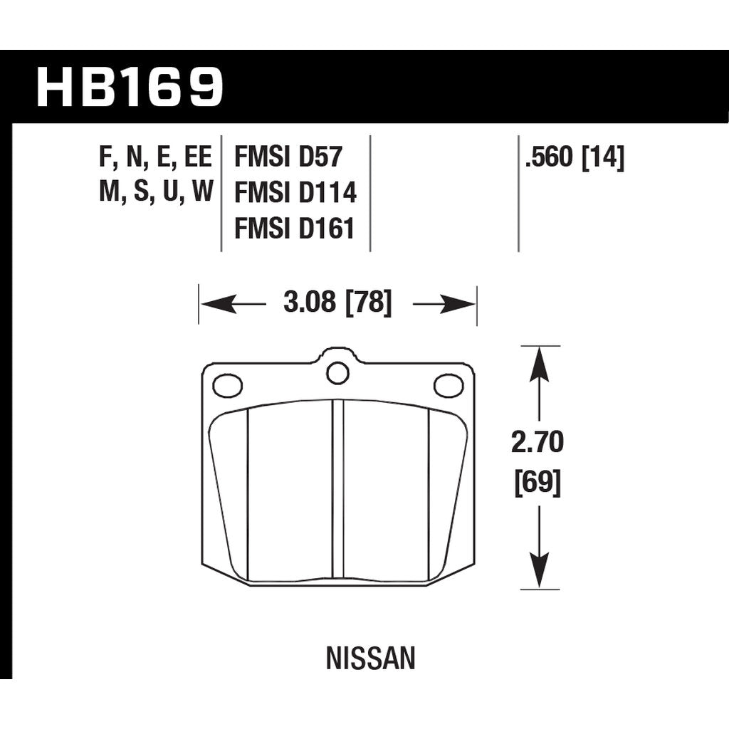 HAWK HB169U.560 Brake Pads DTC-70 (14 mm) Photo-2 