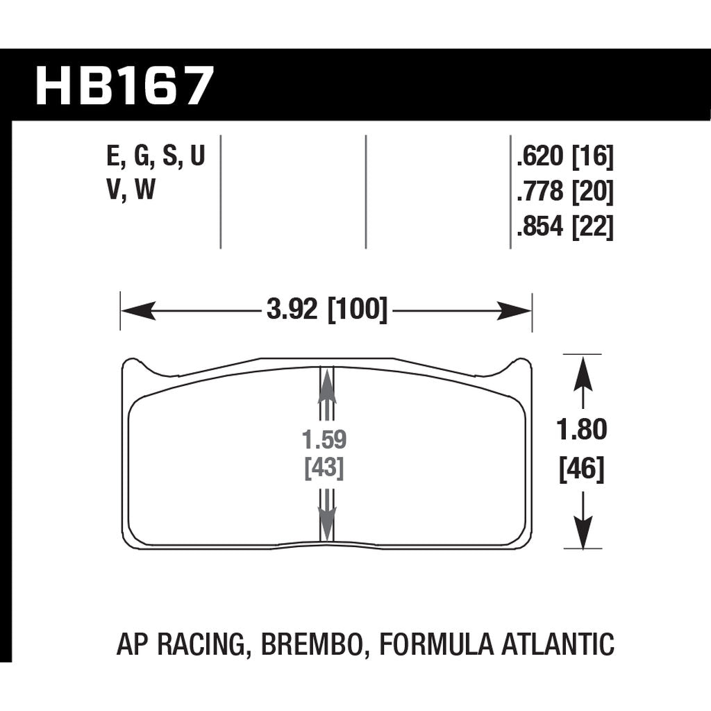 HAWK HB167G.778 Brake Pads DTC-60 (20 mm) AP CP5510 Photo-2 