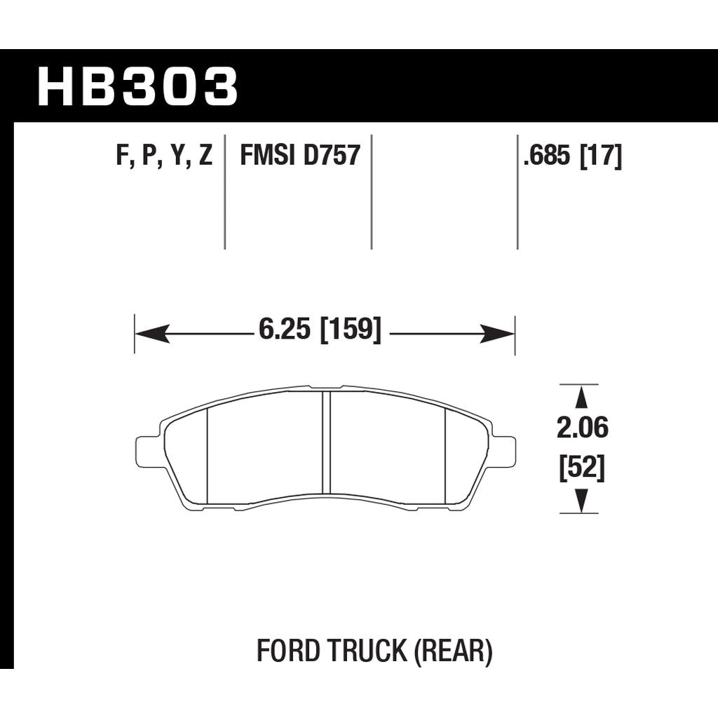 HAWK HB303P.685 Brake Pads Super Duty Rear FORD F-250 Super Duty/F-350 Super Duty Pickups Photo-2 