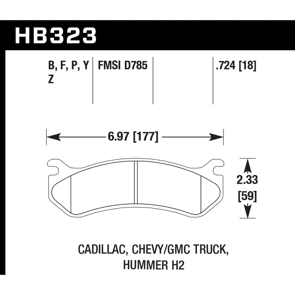 HAWK HB323P.724 Brake Pads Super Duty Rear HUMMER H2 2003-09 Photo-2 