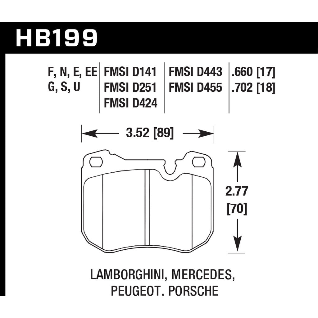 HAWK HB199S.702 Brake Pads HT-10 (18 mm) Photo-2 