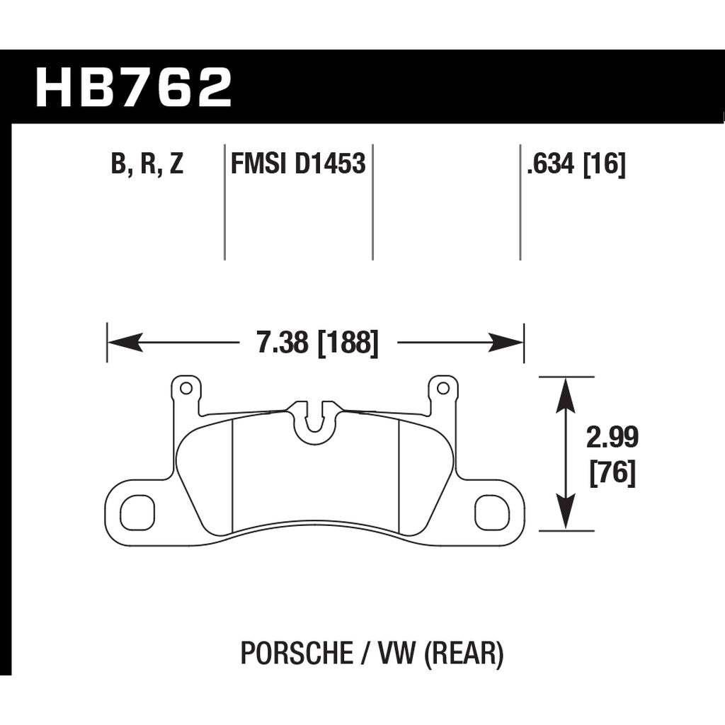 HAWK HB762F.634 Brake Pads HPS Rear PORSCHE Cayenne GTS/Turbo/Turbo S/VW Touareg Photo-2 