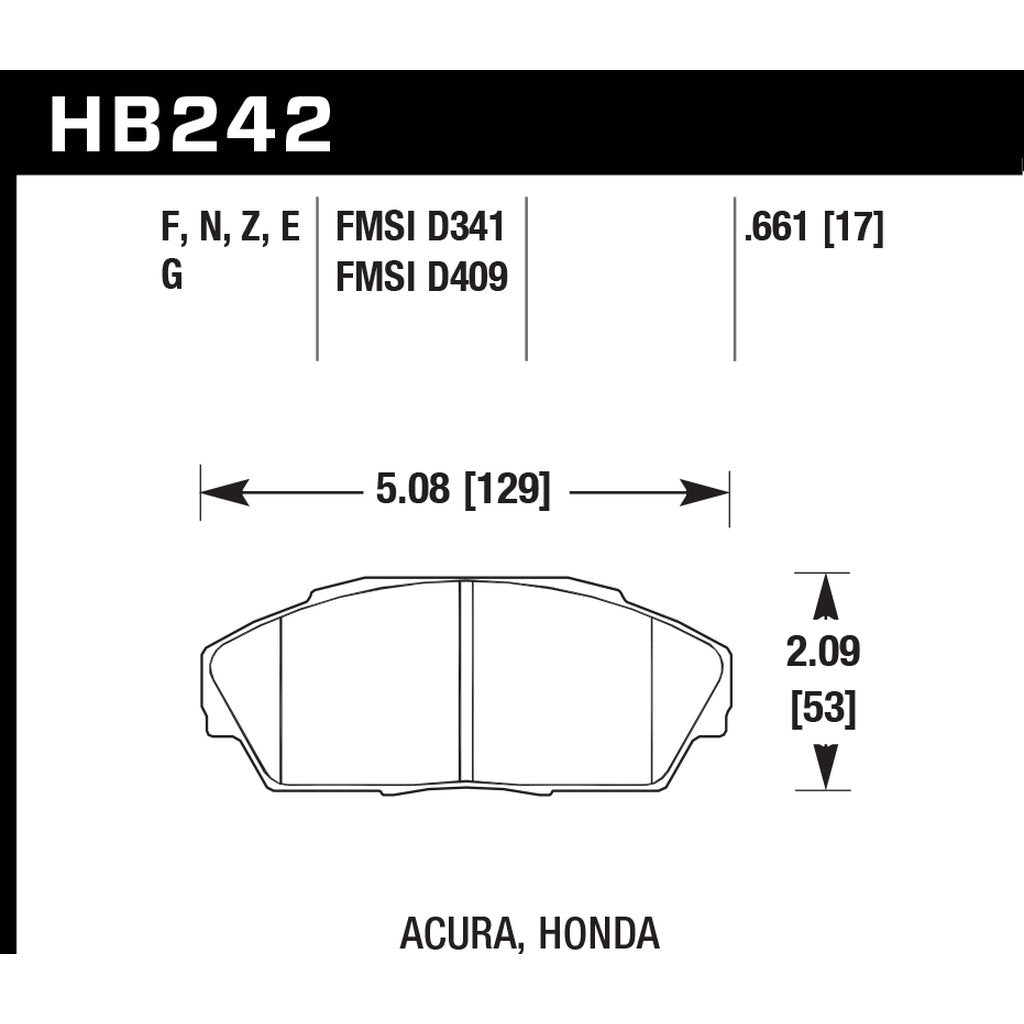 HAWK HB242G.661 Brake Pads DTC-60 (17 mm) Photo-2 