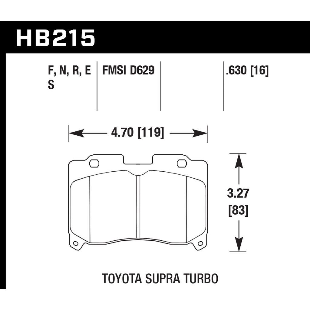 HAWK HB215F.630 Brake Pads HPS Front TOYOTA Supra Twin Turbo Photo-2 