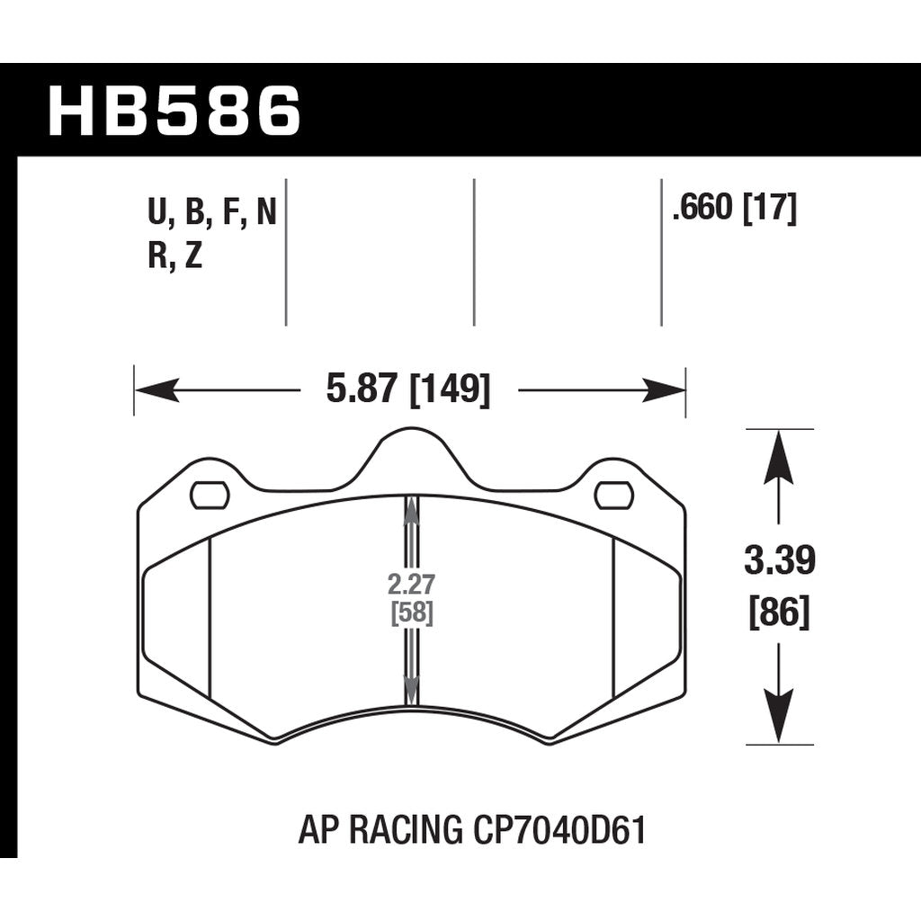 HAWK HB586N.660 Brake Pads HP Plus AP Racing CP7040 Photo-2 