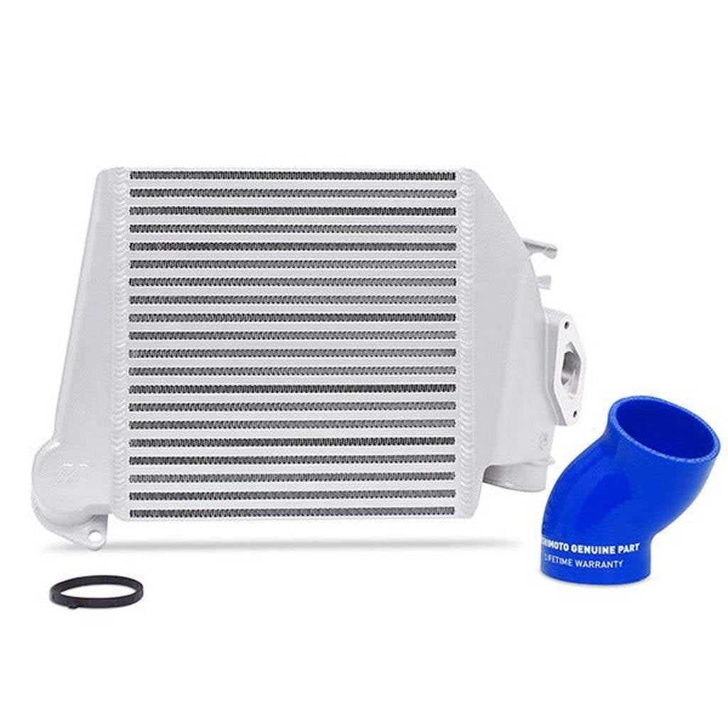 MISHIMOTO MMTMIC-WRX-08SLBL SUBARU WRX 2008-2014 Top-Mount Intercooler Silver Cooler, Blue Hoses Photo-0 