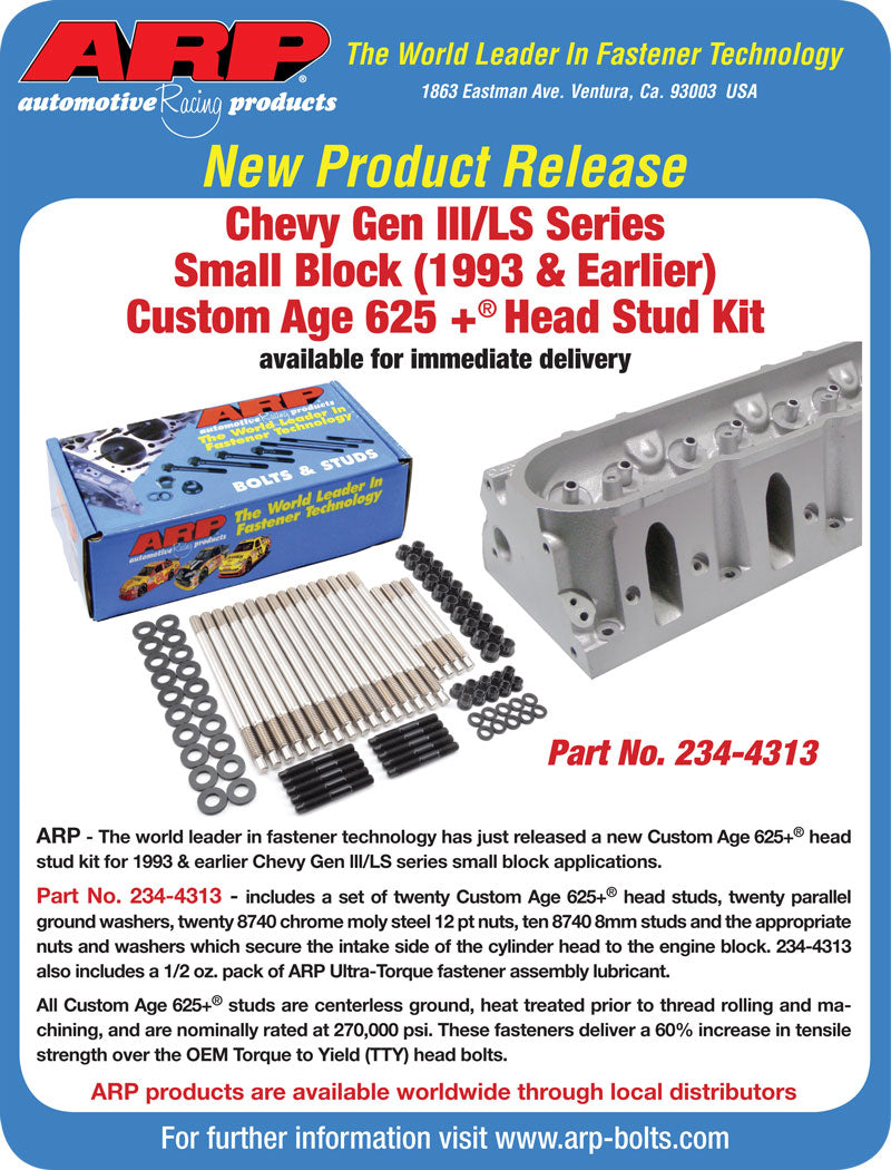 ARP 234-4313 Head Stud Kit for Gen III LS Series small block (2003 & earlier). 4 short. 16 long. Custom Age 625+. 12pt Photo-2 