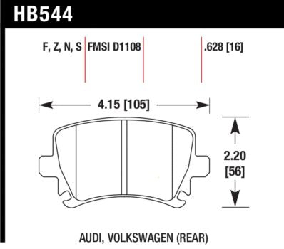 HAWK HB544B.628 Brake Pads HPS 5.0 Rear for VW Golf GTI 2.0 2006-07 / AUDI A3 8P / Quattro / TT 8J 2.0T (310mm) Photo-4 