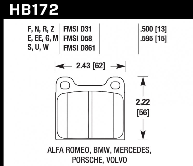 HAWK HB172N.595 Brake Pads HP+ Photo-0 