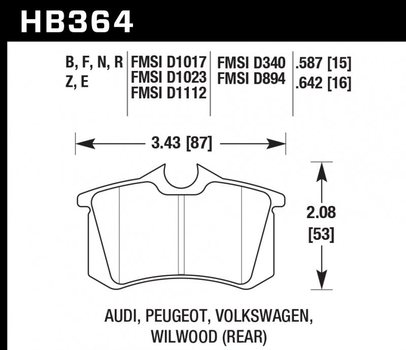 HAWK HB364B.642 Rear brake pads VW Golf GTI 1.8T/AUDI TT, S8 2002-205 Photo-0 