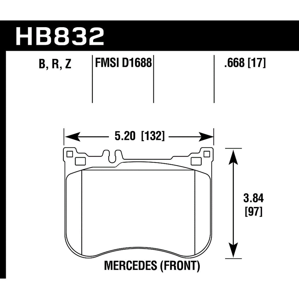 HAWK HB832B.668 Brake Pads HPS 5.0 Front MERCEDES-Benz E53 AMG/S450/S560 2018-2019 Photo-2 