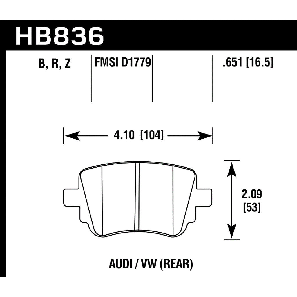 HAWK HB836B.651 Brake Pads HPS 5.0 Rear AUDI Q3/VW Golf GTI S/SE 2015-2017 Photo-2 