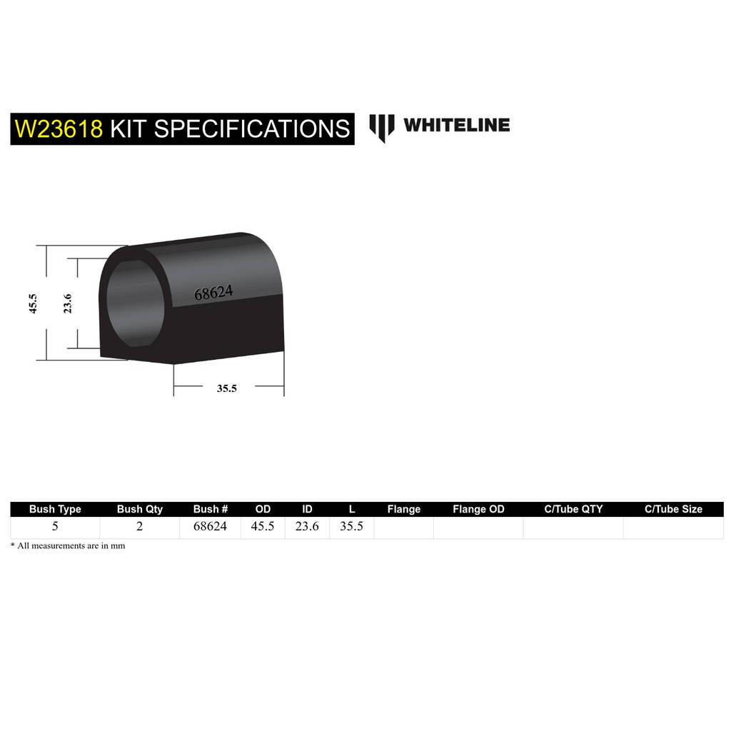 WHITELINE W23618 Sway Bar Bushing Kit Photo-4 