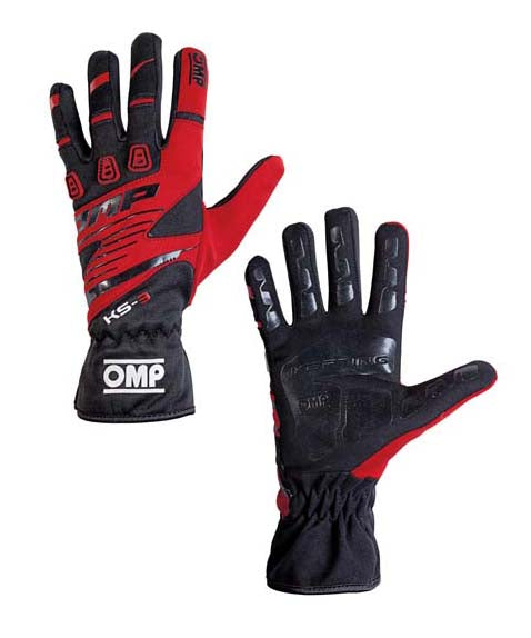 OMP KB0-2743-B01-060-006 Karting Gloves KS-3 MY2018 (for Kids), Black / Red, Size 6 Photo-0 