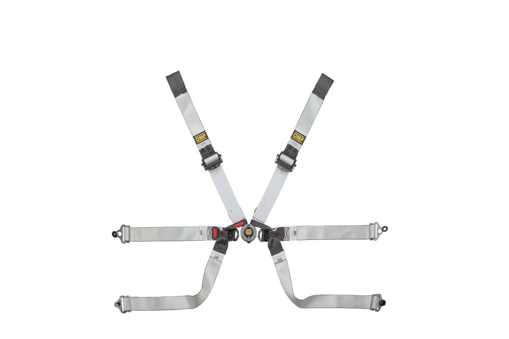 OMP DA0-0104-A01-076 (DA0104HSL076) Safety harness in DYNEEMA, 6 point, 2", aluminium adjusters, FIA, black/white Photo-0 
