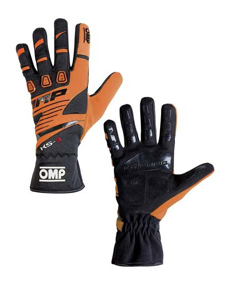OMP KB0-2743-B01-096-XS Karting Gloves KS-3 MY2018, Black / Orange Fluo, Size XS Photo-0 