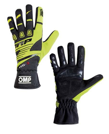 OMP KB0-2743-B01-059-XS (KK02743E059XS) Karting gloves KS-3 my2018, black/fluo yellow, size XS Photo-0 
