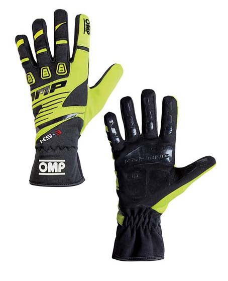 OMP KB0-2743-B01-059-XL Karting Gloves KS-3 MY2018, Black / Fluo Yellow, Size XL Photo-0 