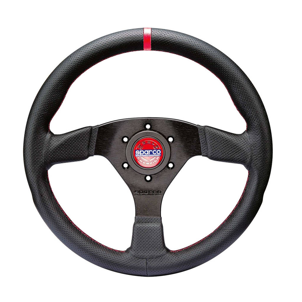SPARCO 015R383PLUNRS R383 CHAMPION Streering wheel, dia 330 mm, 39 mm, leather, black/red Photo-1 