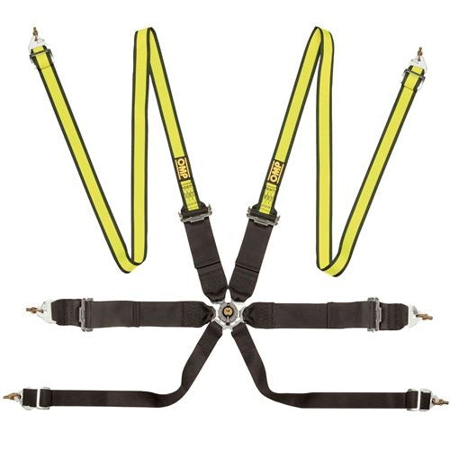 OMP DA0-0204-B02-178 (DA0204EH178) Belts FIRST 3+2, HANS, steel reg., 2/3-3-2 ", FIA 8853-2016, black/yellow Photo-0 