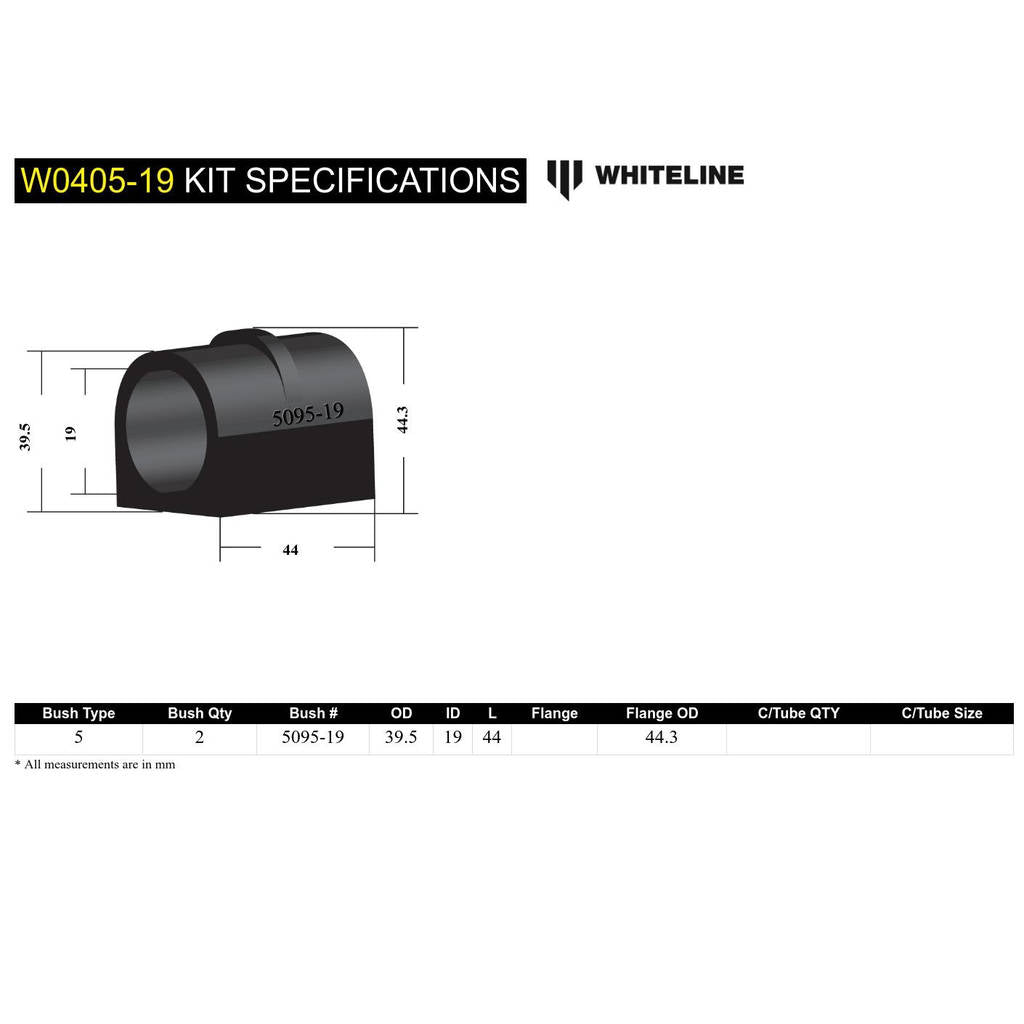 WHITELINE W0405-19 Sway Bar Bushing Kit Photo-4 