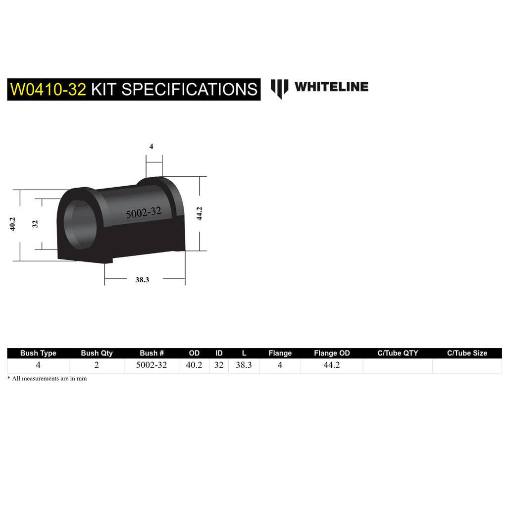 WHITELINE W0410-32 Sway Bar Bushing Kit Photo-3 