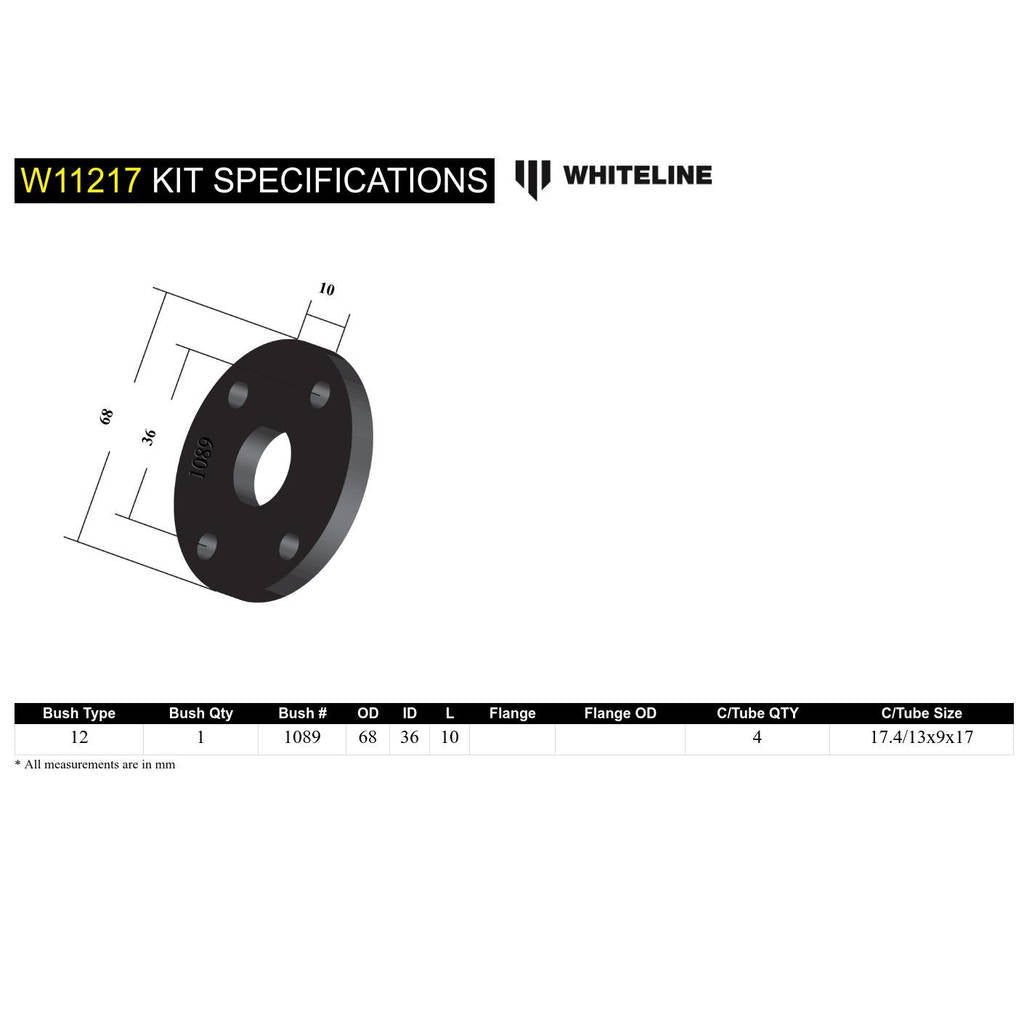 WHITELINE W11217 Front Steering Coupling - Bushing Kit for Nissan Skyline/Pintara R31 Photo-3 