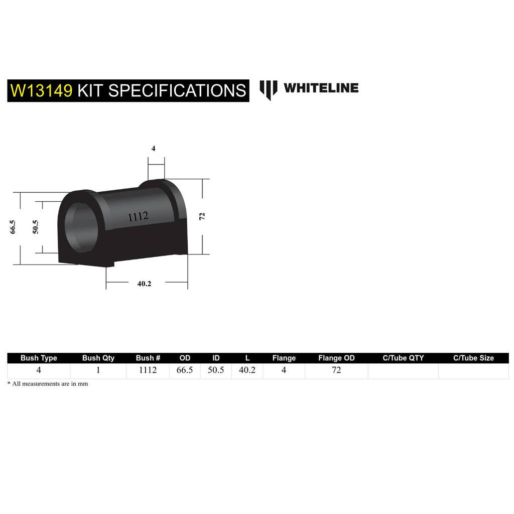 WHITELINE W13149 Front Steering Rack/Pinion Mount Bushing Photo-4 