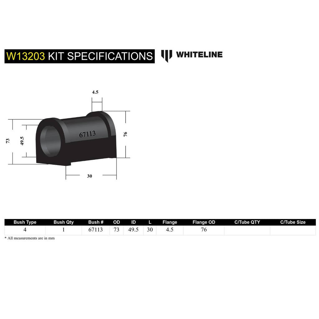 WHITELINE W13203 Front Steering Rack/Pinion - Mount Bushing Kit for Audi, Seat, Skoda/Volkswagen PQ34 Fwd/Awd Photo-4 