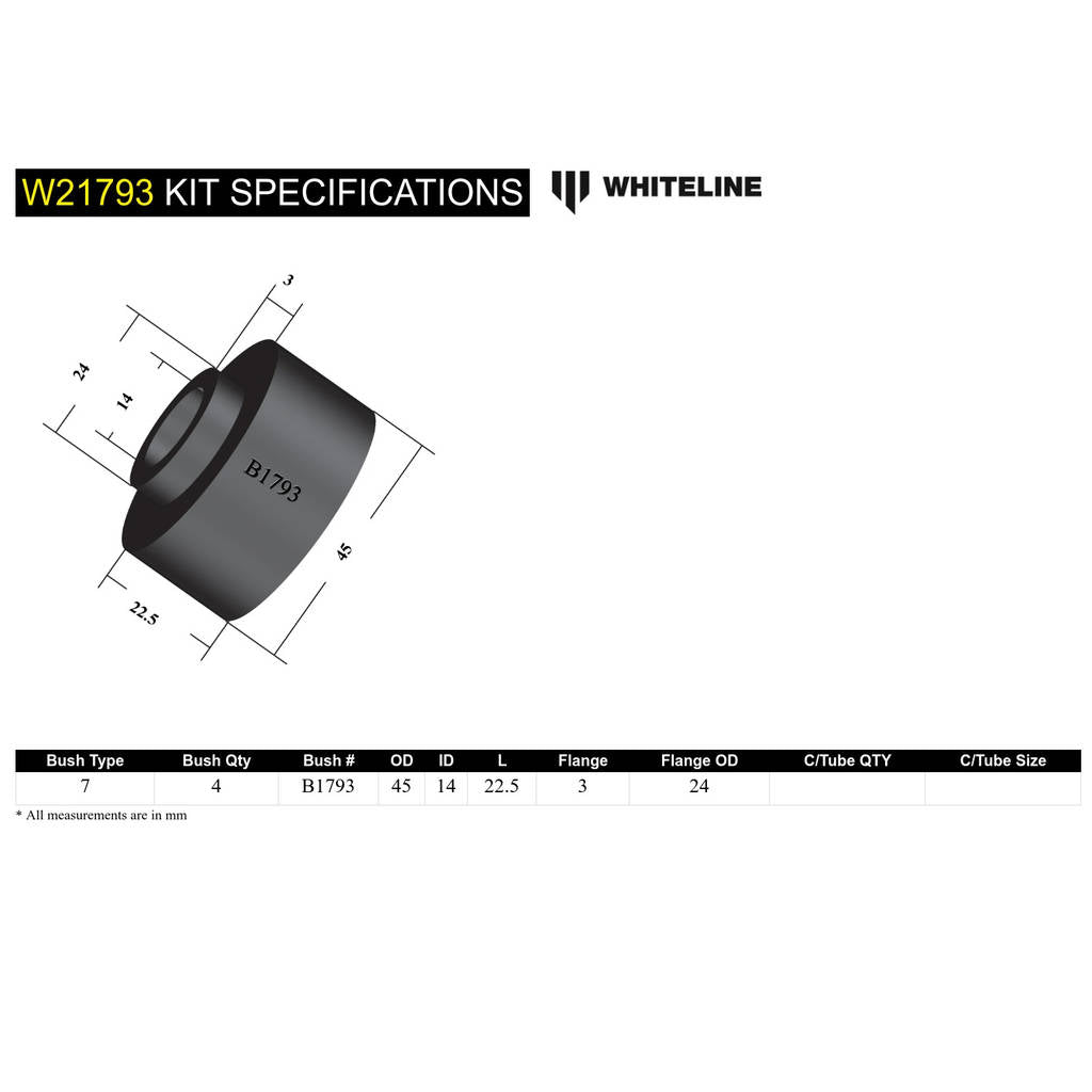 WHITELINE W21793 Shock Absorber - Bushing Kit for Nissan Patrol GQ, GU/Toyota Land Cruiser 80, 105, 76,78/79 Series Photo-3 