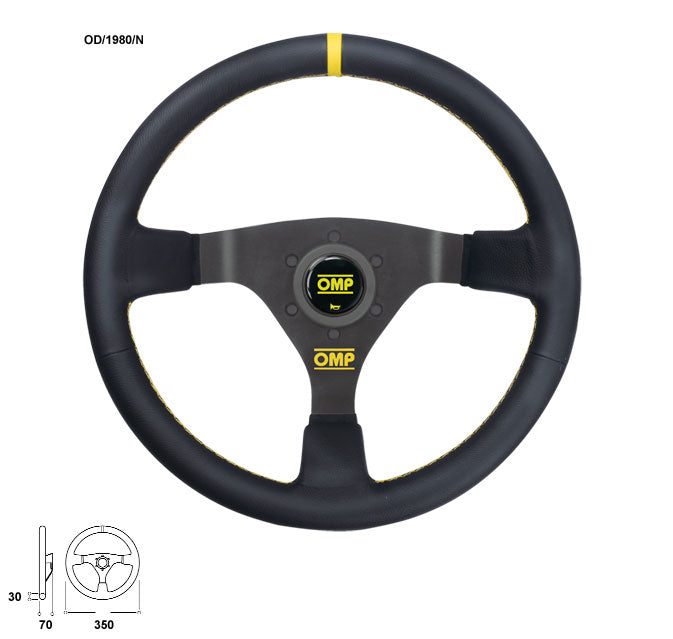 OMP OD0-1980-071 (OD/1980/N) Steering wheel WRC, leather, black (yellow stitching), diam.350mm, reach 70mm Photo-0 