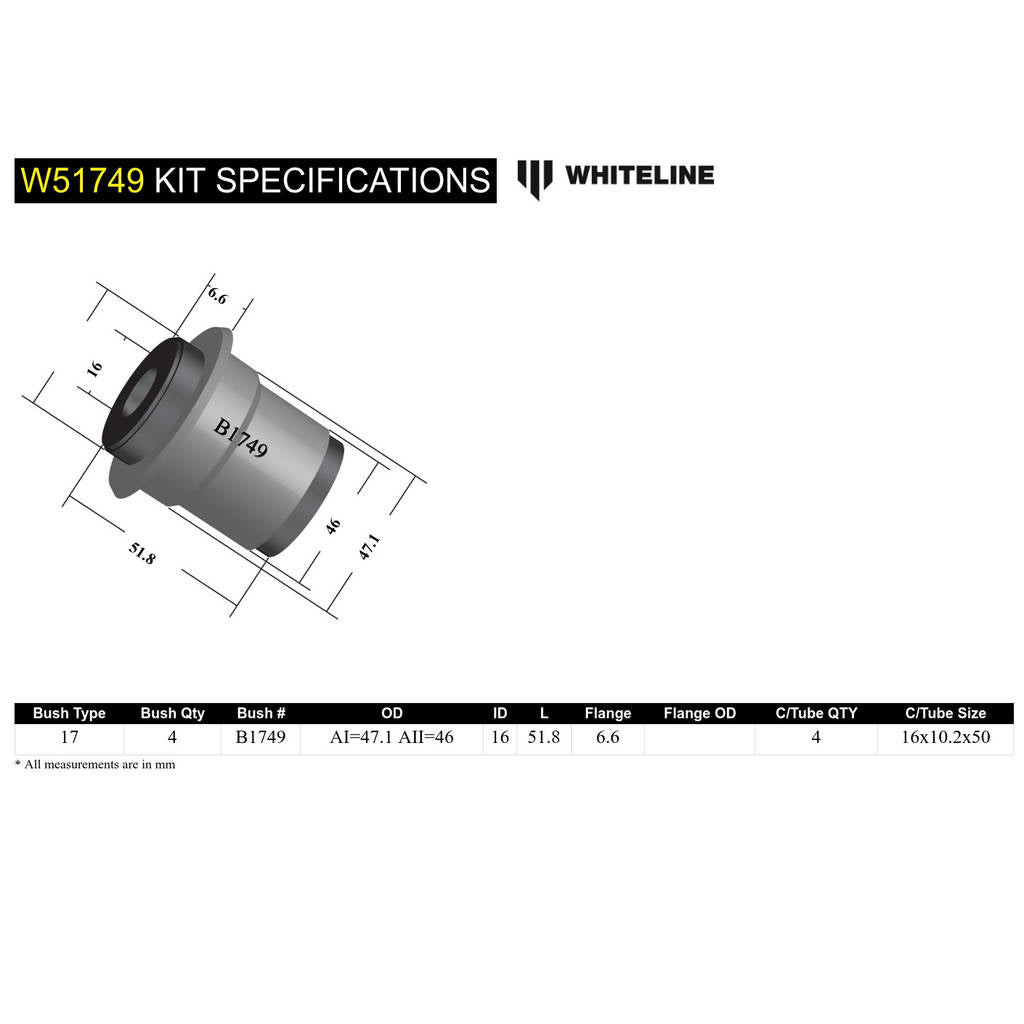 WHITELINE W51749 Upper Trailing Arm Bushing Photo-4 