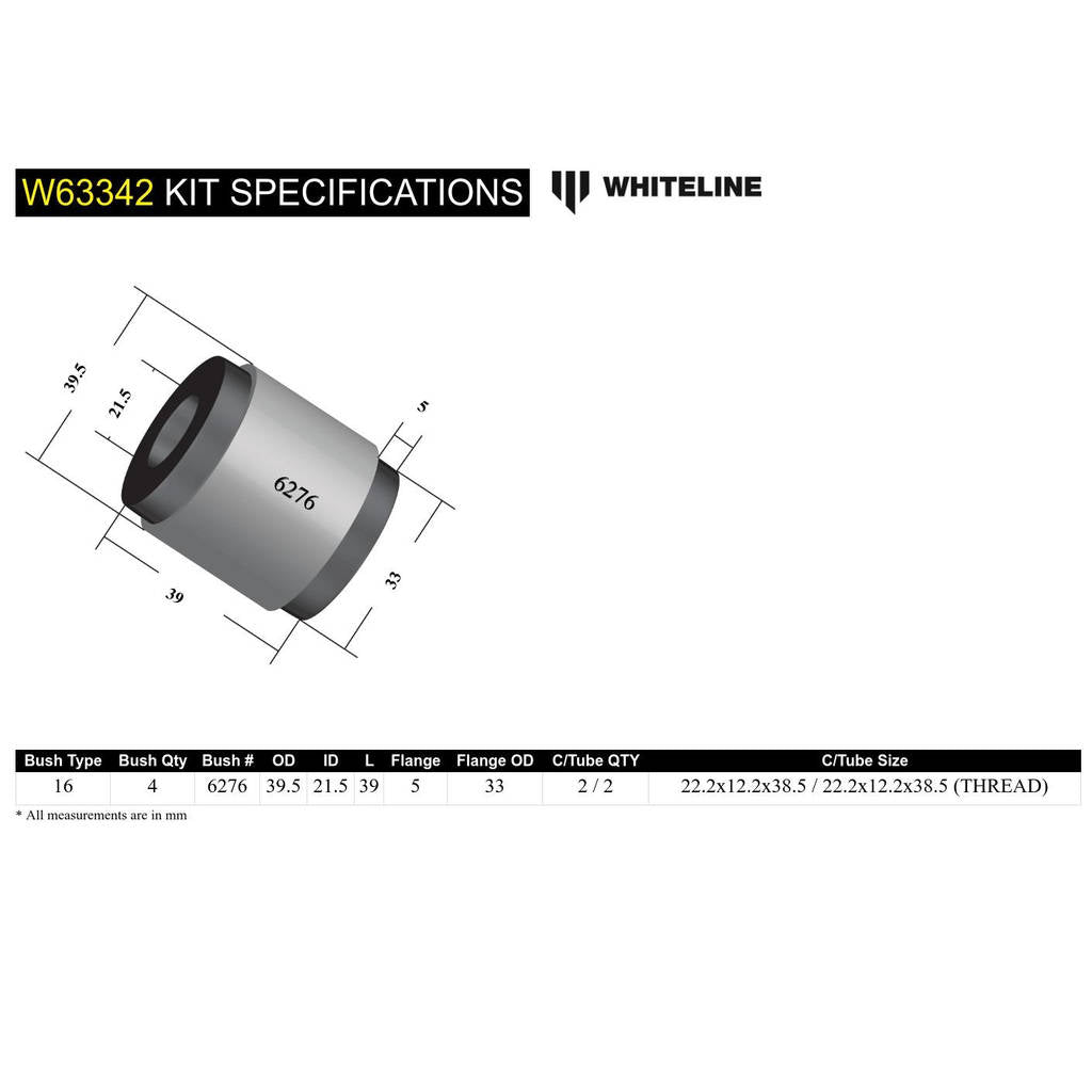 WHITELINE W63342 Rear Control Arm Bushing - Upper Front Photo-4 