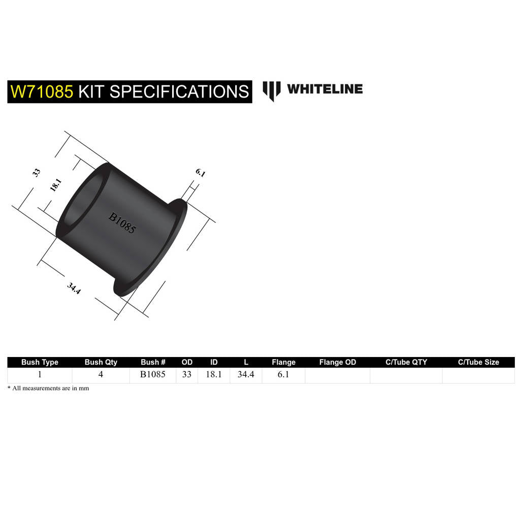 WHITELINE W71085 Rear Leaf Spring - Bushing Kit for Nissan Patrol MQ, MK/Urvan E23, E24 Photo-5 