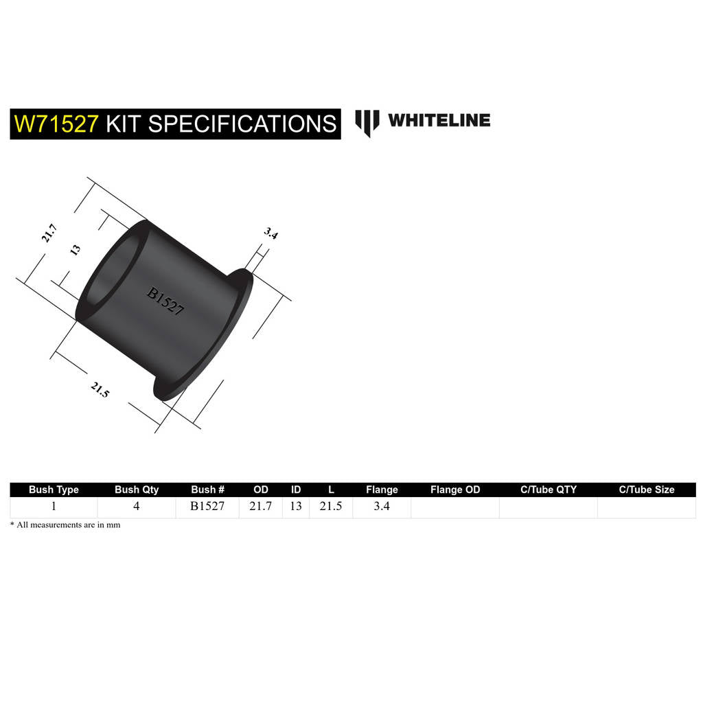 WHITELINE W71527 Rear Leaf Spring - Front/Rear Eye Bushing Kit for Morris Minor 1000 Photo-4 