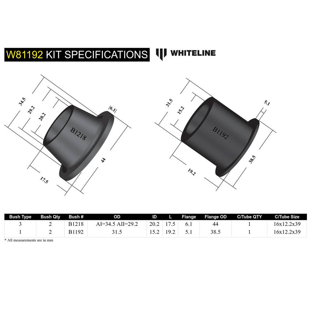WHITELINE W81192 Track Bar Bushing Kit Photo-4 