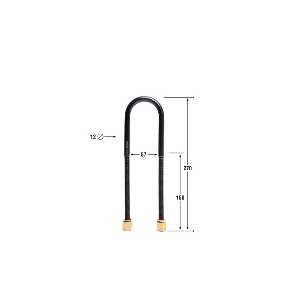 WHITELINE KUB102 Universal U Bolts - ID=58mm, L=270mm, Thread=M12 - round top Photo-2 