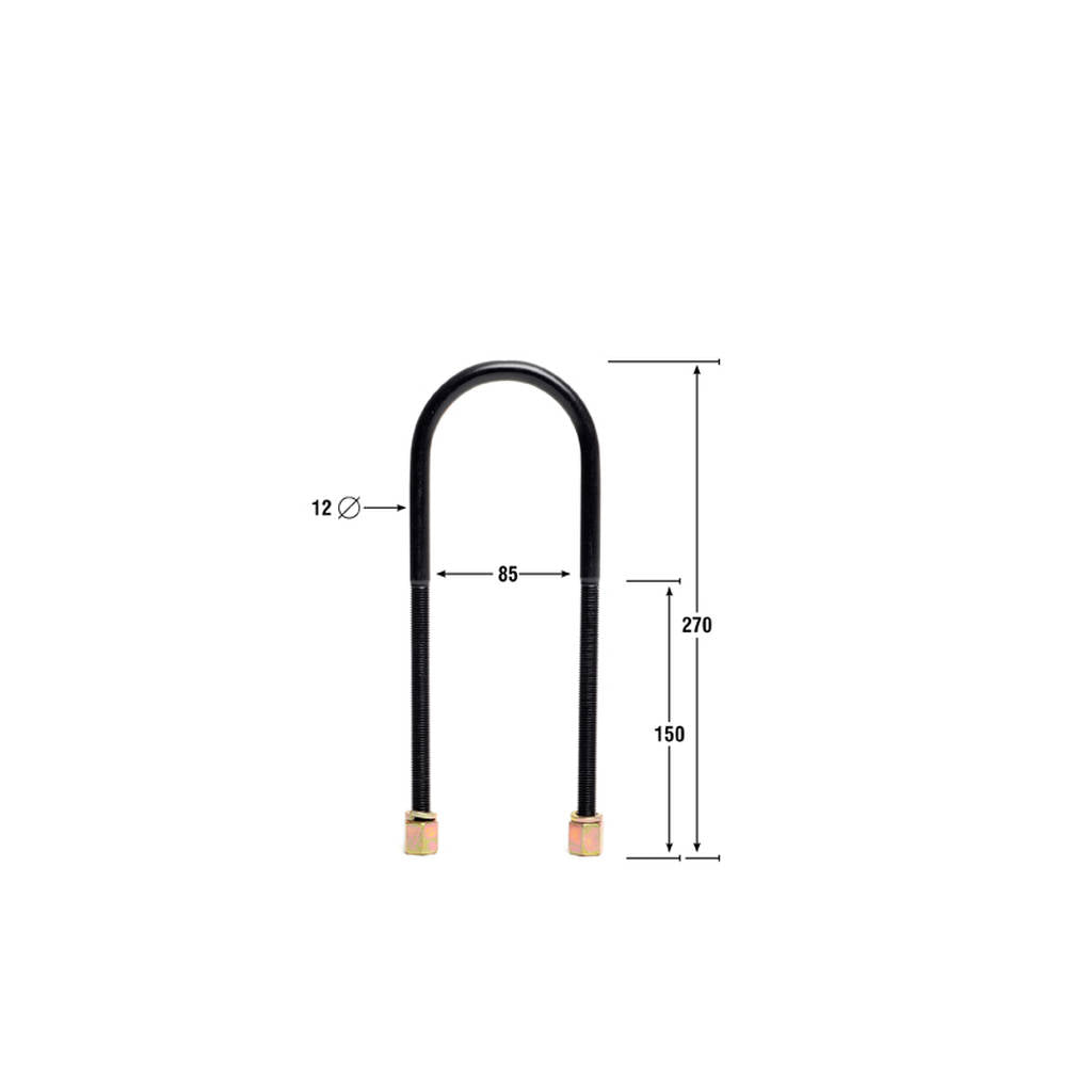 WHITELINE KUB106 Universal U Bolts - ID=85mm, L=270mm, Thread=M12 - round top Photo-2 