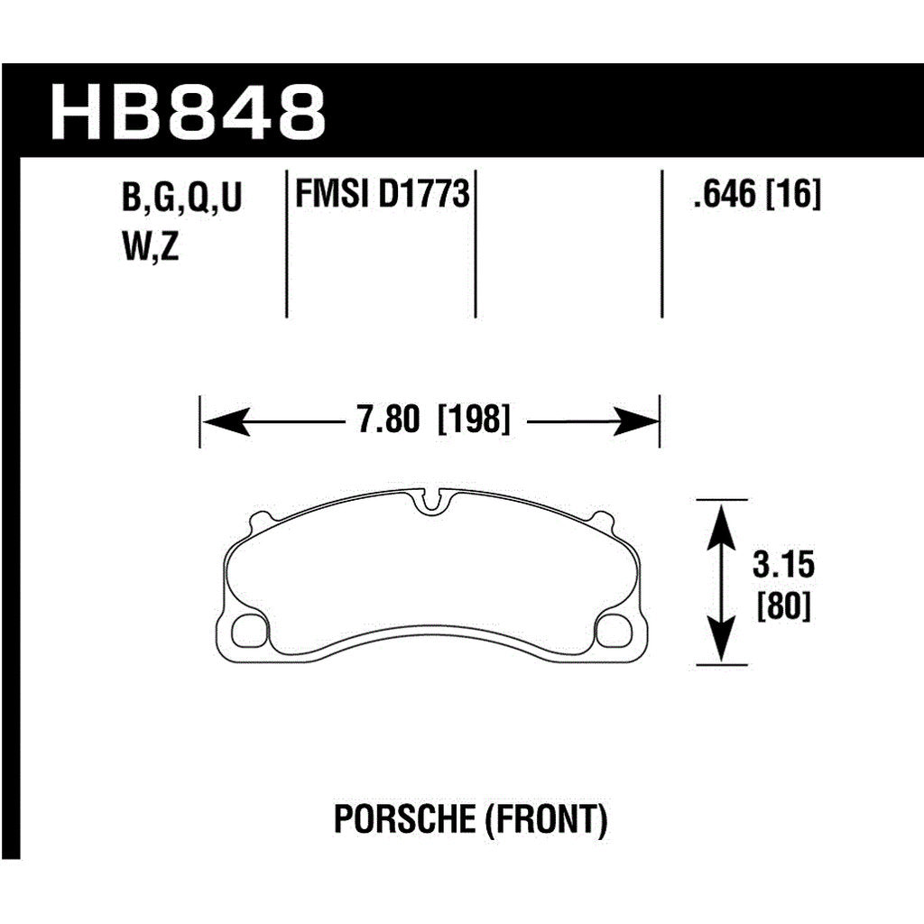 HAWK HB848B.646 Brake Pads Street HPS 5.0 Front PORSCHE 911 GT3/GT3 RS/Cayman GT4 2016-2018 Photo-2 