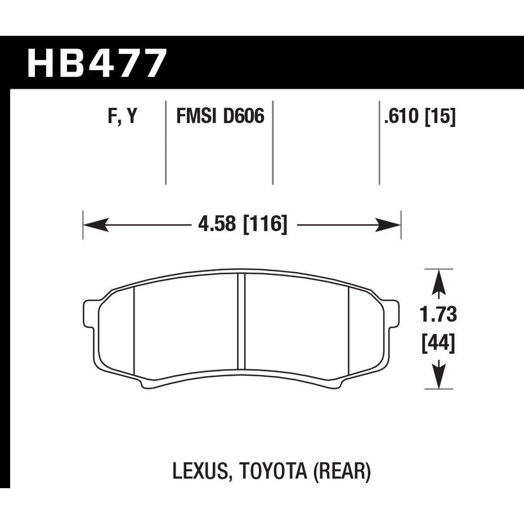 HAWK HB477P.610 Brake Pads Street Super Duty Rear TOYOTA 4Runner 2003-2019 Photo-2 