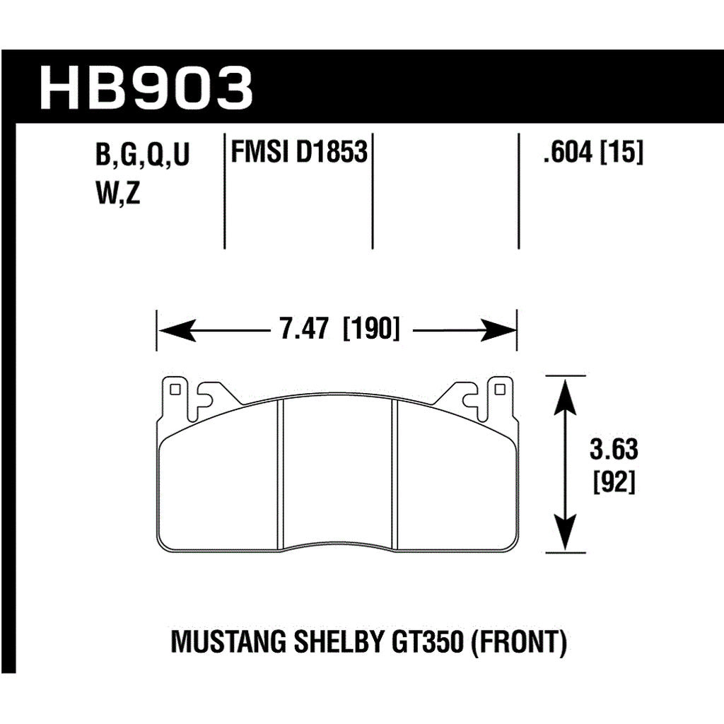 HAWK HB903U.604 Brake Pads Motorsports DTC-70 Front FORD Mustang Shelby GT350R/Shelby GT350 2015-2019 Photo-2 