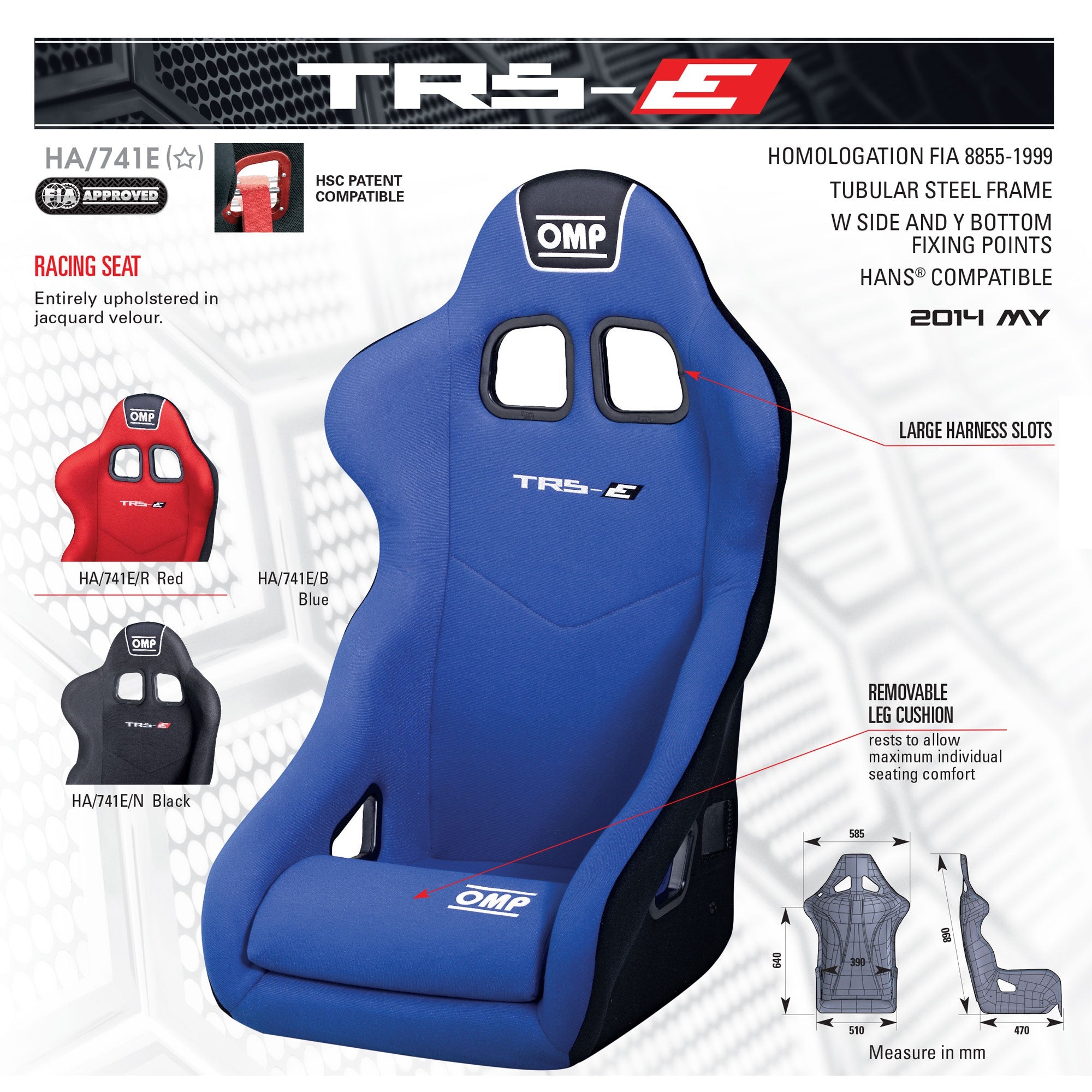 OMP HA0-0741-B01-071 (HA/741E/N) Seat (FIA) TRS-E, black Photo-1 