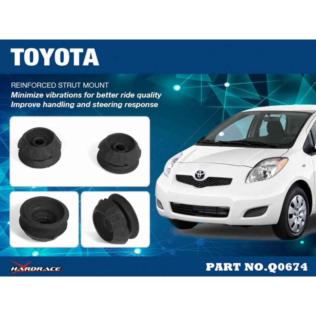 HARDRACE Q0674 REINFORCED FRONT STRUT MOUNT - 2PCS/SET TOYOTA YARIS '06-14 XP90/'11-19 XP130/ Photo-1 